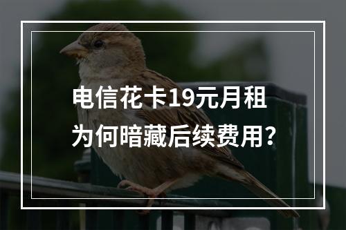 电信花卡19元月租为何暗藏后续费用？