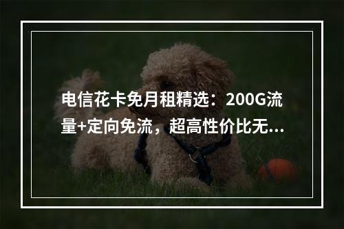电信花卡免月租精选：200G流量+定向免流，超高性价比无忧选