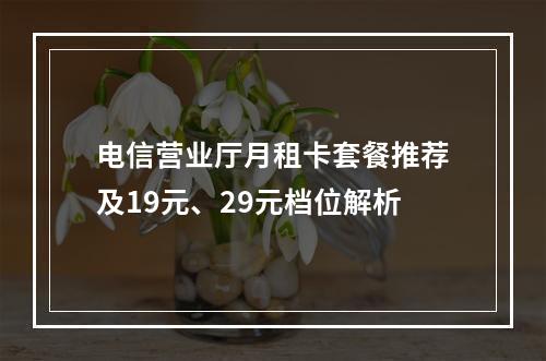 电信营业厅月租卡套餐推荐及19元、29元档位解析