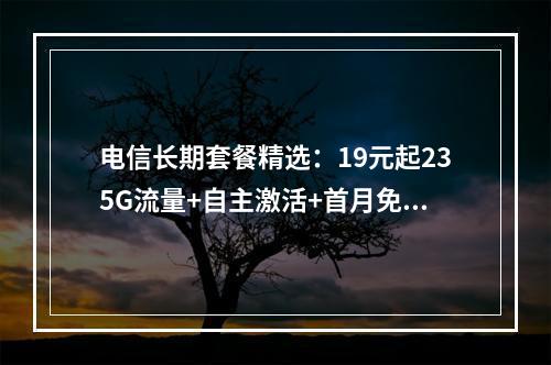 电信长期套餐精选：19元起235G流量+自主激活+首月免费