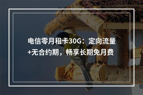 电信零月租卡30G：定向流量+无合约期，畅享长期免月费
