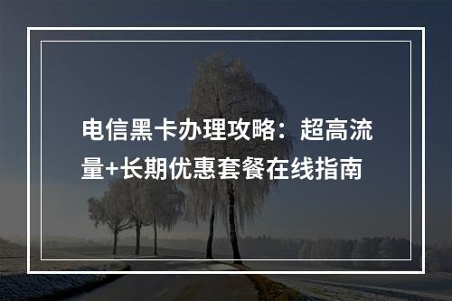 电信黑卡办理攻略：超高流量+长期优惠套餐在线指南