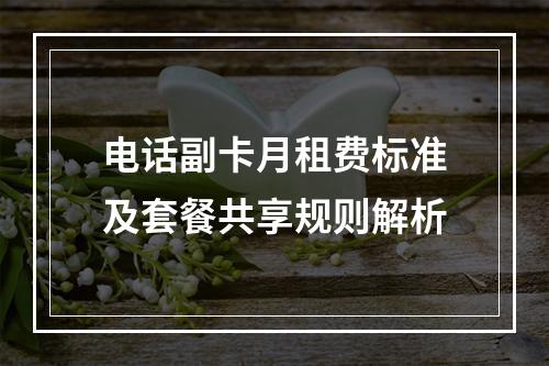 电话副卡月租费标准及套餐共享规则解析