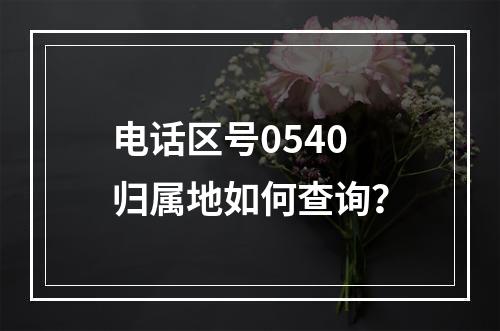 电话区号0540归属地如何查询？