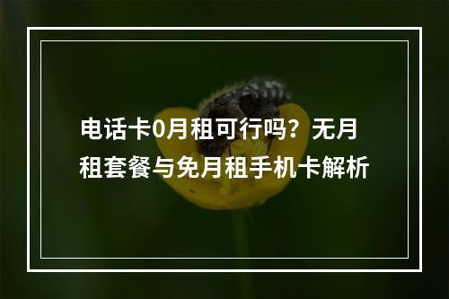 电话卡0月租可行吗？无月租套餐与免月租手机卡解析