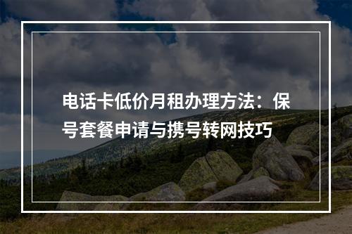 电话卡低价月租办理方法：保号套餐申请与携号转网技巧