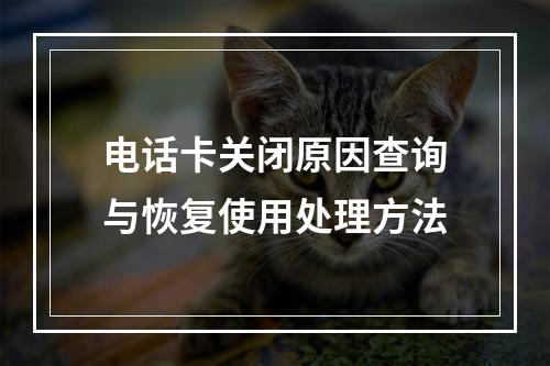电话卡关闭原因查询与恢复使用处理方法