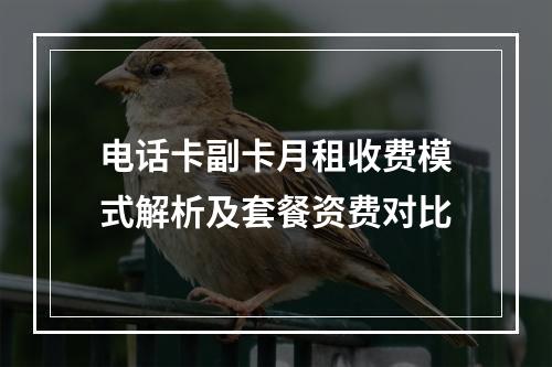电话卡副卡月租收费模式解析及套餐资费对比