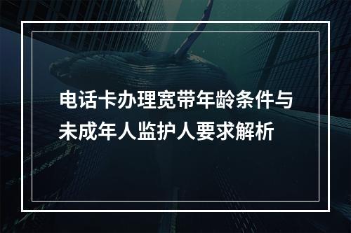 电话卡办理宽带年龄条件与未成年人监护人要求解析