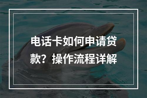 电话卡如何申请贷款？操作流程详解