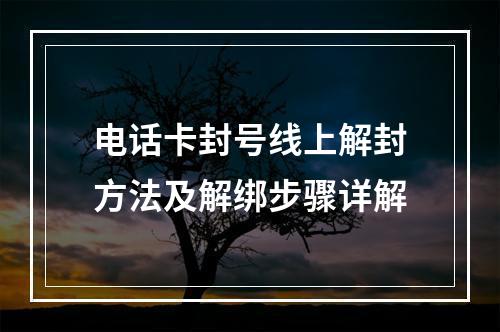 电话卡封号线上解封方法及解绑步骤详解