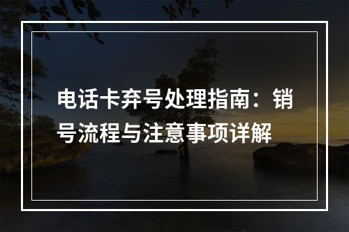 电话卡弃号处理指南：销号流程与注意事项详解