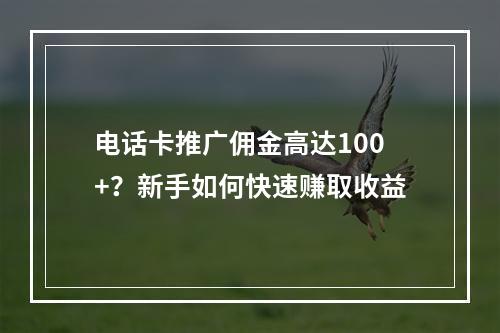 电话卡推广佣金高达100+？新手如何快速赚取收益