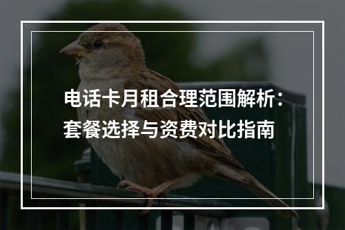 电话卡月租合理范围解析：套餐选择与资费对比指南