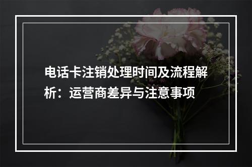 电话卡注销处理时间及流程解析：运营商差异与注意事项