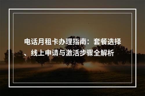 电话月租卡办理指南：套餐选择、线上申请与激活步骤全解析