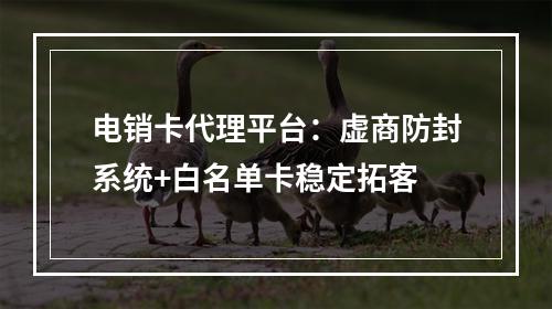 电销卡代理平台：虚商防封系统+白名单卡稳定拓客