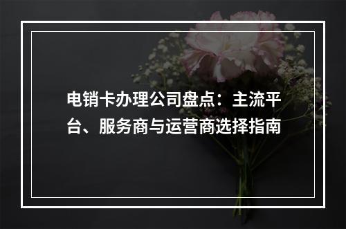 电销卡办理公司盘点：主流平台、服务商与运营商选择指南