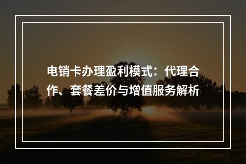 电销卡办理盈利模式：代理合作、套餐差价与增值服务解析