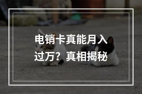电销卡真能月入过万？真相揭秘
