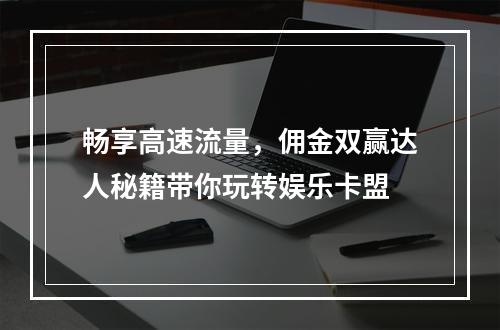 畅享高速流量，佣金双赢达人秘籍带你玩转娱乐卡盟
