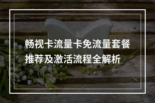 畅视卡流量卡免流量套餐推荐及激活流程全解析
