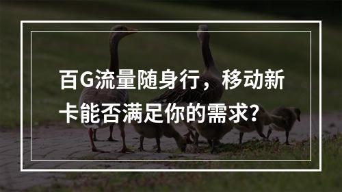 百G流量随身行，移动新卡能否满足你的需求？