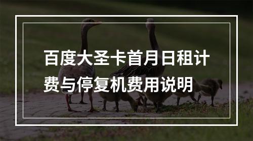 百度大圣卡首月日租计费与停复机费用说明
