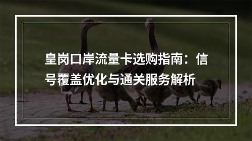 皇岗口岸流量卡选购指南：信号覆盖优化与通关服务解析