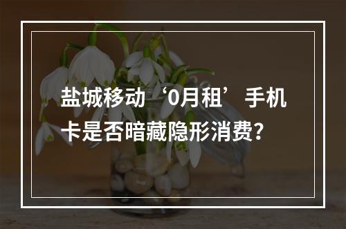 盐城移动‘0月租’手机卡是否暗藏隐形消费？