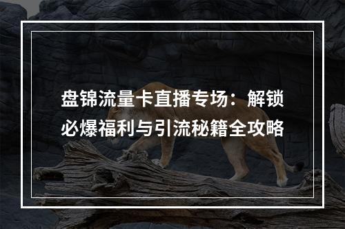 盘锦流量卡直播专场：解锁必爆福利与引流秘籍全攻略