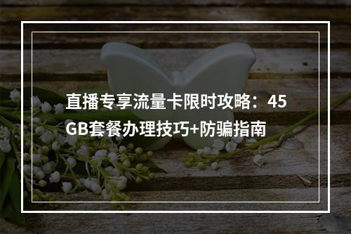直播专享流量卡限时攻略：45GB套餐办理技巧+防骗指南