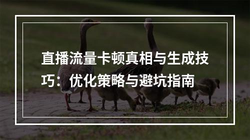 直播流量卡顿真相与生成技巧：优化策略与避坑指南