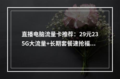 直播电脑流量卡推荐：29元235G大流量+长期套餐速抢福利