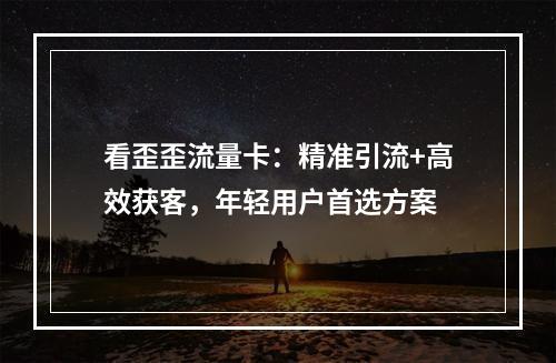 看歪歪流量卡：精准引流+高效获客，年轻用户首选方案