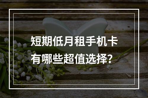 短期低月租手机卡有哪些超值选择？