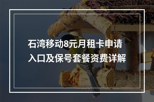 石湾移动8元月租卡申请入口及保号套餐资费详解