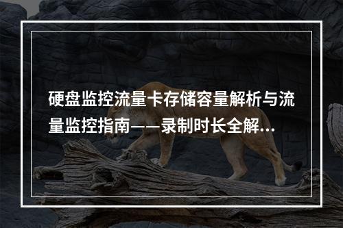 硬盘监控流量卡存储容量解析与流量监控指南——录制时长全解答