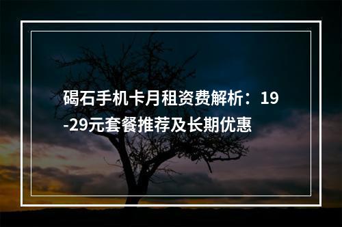 碣石手机卡月租资费解析：19-29元套餐推荐及长期优惠