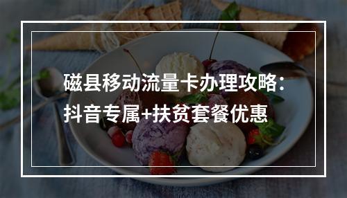 磁县移动流量卡办理攻略：抖音专属+扶贫套餐优惠
