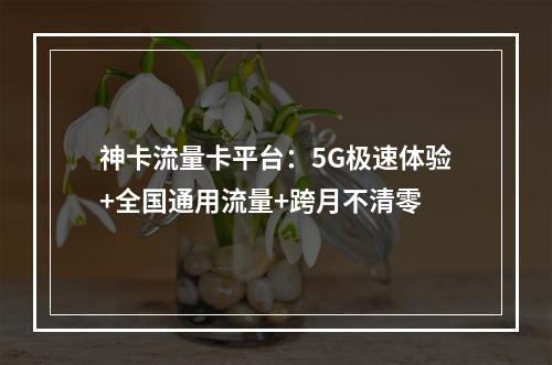 神卡流量卡平台：5G极速体验+全国通用流量+跨月不清零