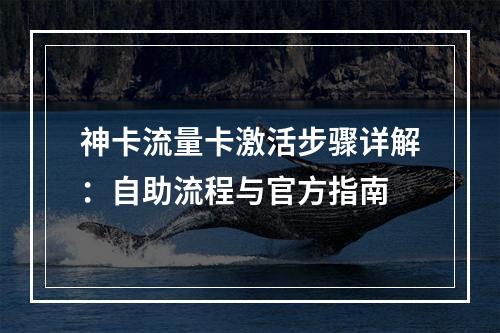 神卡流量卡激活步骤详解：自助流程与官方指南
