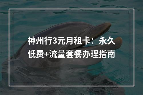 神州行3元月租卡：永久低费+流量套餐办理指南
