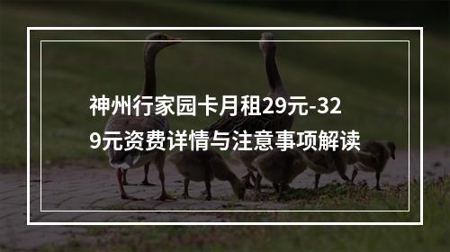 神州行家园卡月租29元-329元资费详情与注意事项解读