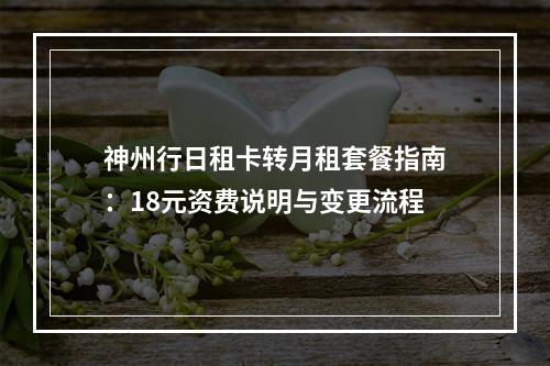 神州行日租卡转月租套餐指南：18元资费说明与变更流程