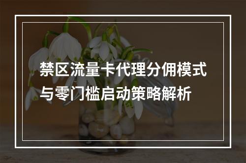 禁区流量卡代理分佣模式与零门槛启动策略解析