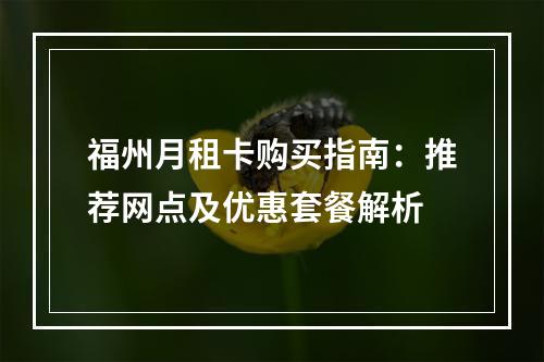 福州月租卡购买指南：推荐网点及优惠套餐解析