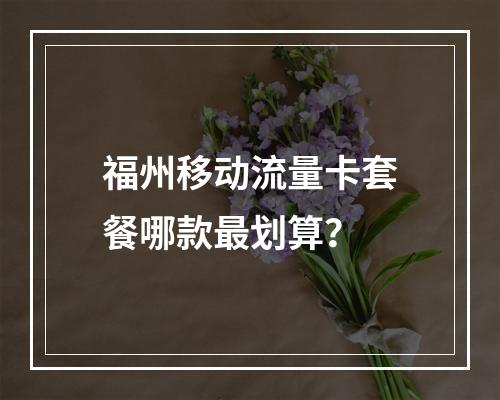 福州移动流量卡套餐哪款最划算？