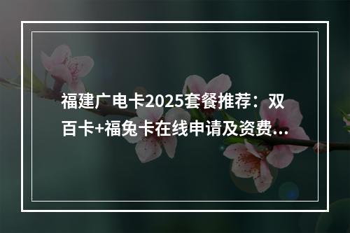 福建广电卡2025套餐推荐：双百卡+福兔卡在线申请及资费解析