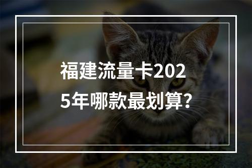 福建流量卡2025年哪款最划算？